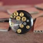 Gun Metal Color Ring Made From Vintage Watch Parts